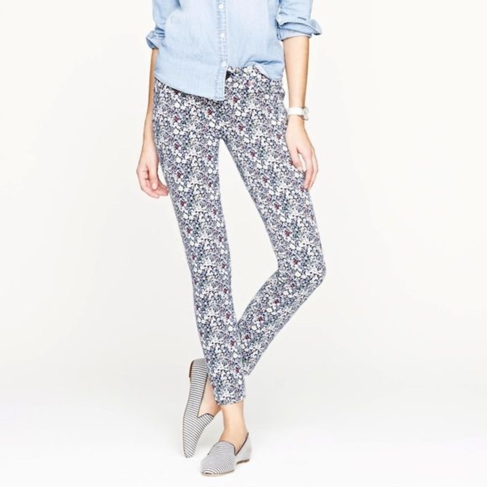 J. Crew Toothpick Floral Skinny Jeans. 26 ankle